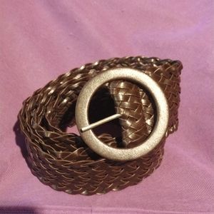 Brown woven imitation leather belt